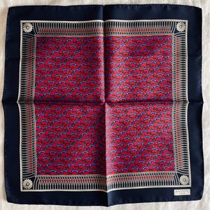 Vintage Lanvin Silk Kerchief or Pocket Square in red and blue